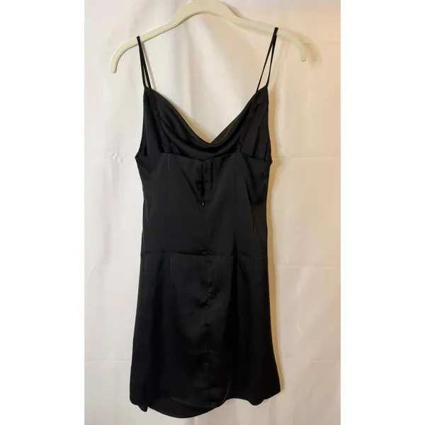 URBAN OUTFITTERS Women's Black Cowl Neck Satin Mini Dress Size Small - Image 2