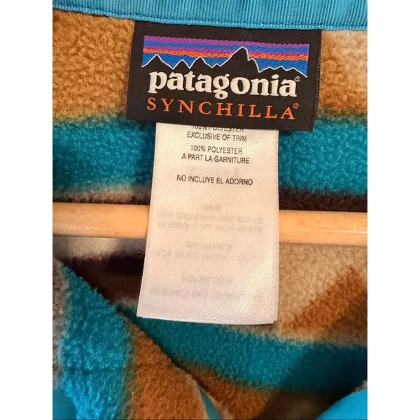 Patagonia Synchilla Aztec Snap T Fleece Pullover‎ Hiking Jacket Women's Medium - Image 2