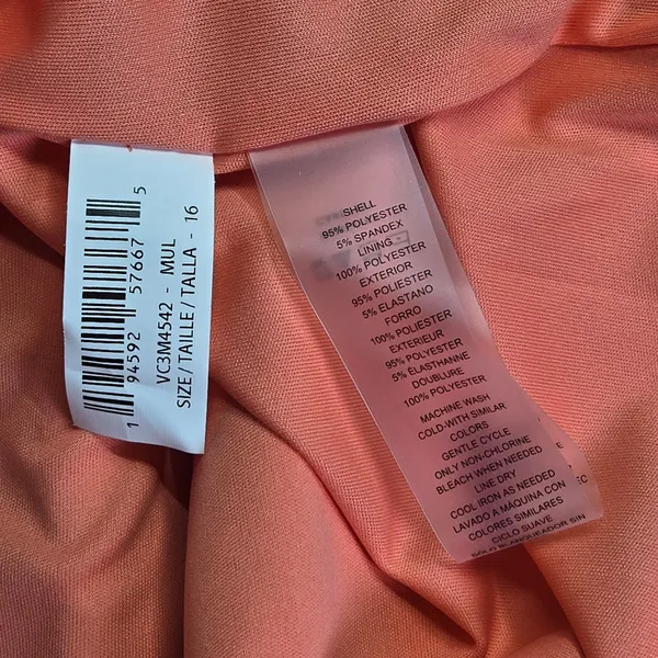 Vince Camuto Womens Pink Orange Abstract‎ Leaf Print Halter Dress Size 16 - Image 5
