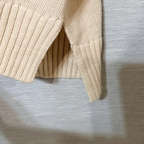 DKNY Jeans Womens Cream Mock Neck Logo Pullover Sweater Size Small - Image 3
