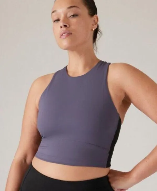 Athleta M Conscious Train Pocket Crop Bra Medium Cup D-DD Purple Black - Image 5