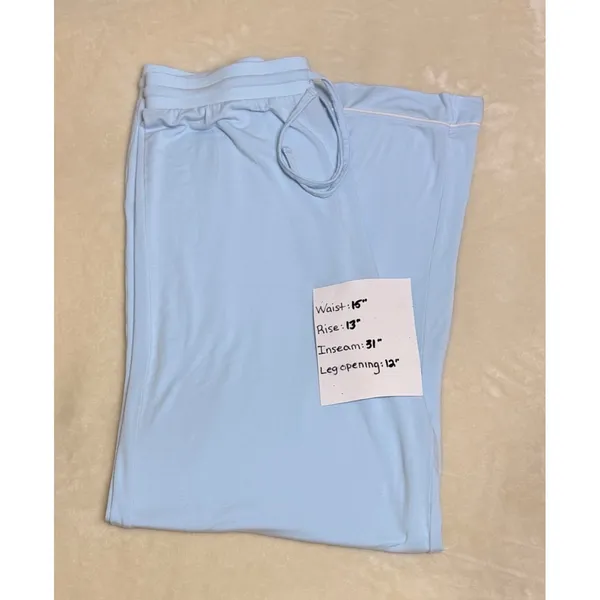 NWOT Comfrt Luna Lounge Pants XL Sky Baby Blue Wide‎ Straight Leg Drawstring - Image 6