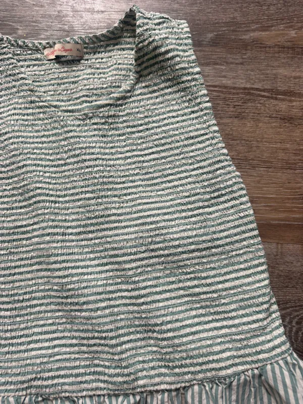 Marine Layer Women's Darcy Poplin Smocked Dress Green & White XL - Image 4