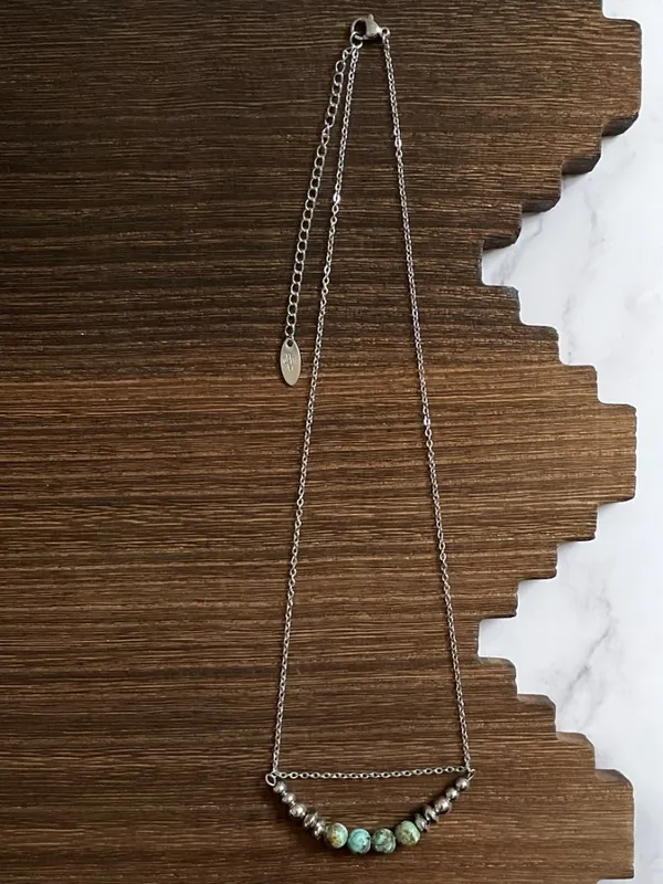 Handmade Sagebrush Prairie Western Pearl Bar Necklace 17 inch - Image 2