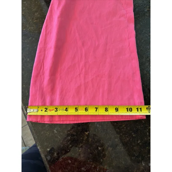 Antonio‎ Melani Linen Jumpsuit Romper Sz 6 Pink Cropped Pockets Belted Wide Leg - Image 9