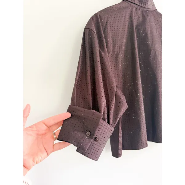 Madewell | NWT Rhinestone Straight-Hem Shirt in Molasses Brown | Sz S - Image 11