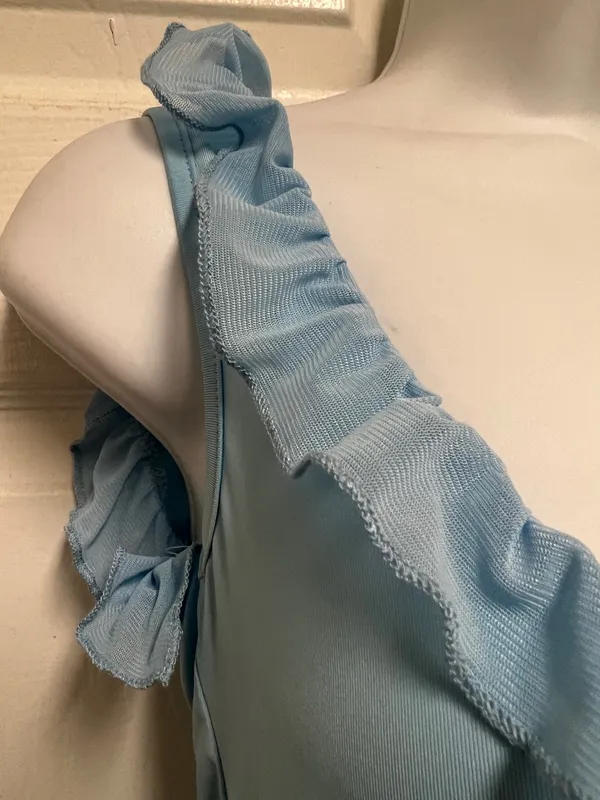 Unbranded Ruffled Maxi Dress Blue Size L - Image 9