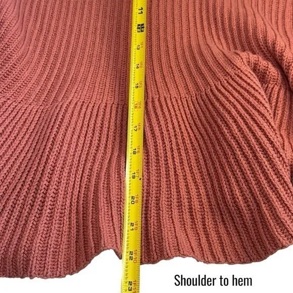 Free People Knit Cozy Pink Turtleneck Sweater Ruffle Cottagecore Feminine S - Image 11