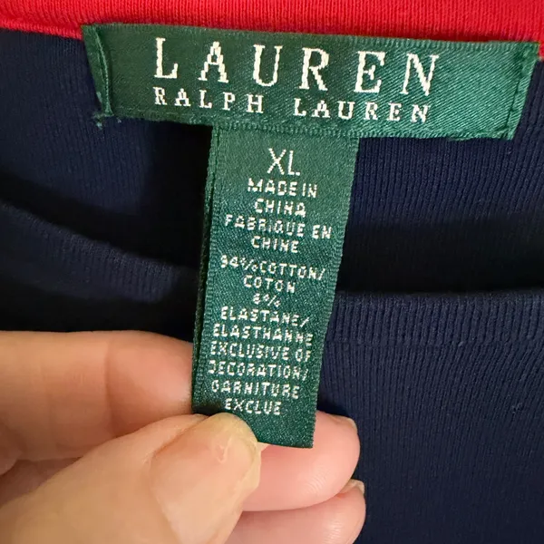 Lauren‎ Ralph Lauren Top Womens XL Navy Blue Long Sleeve Cotton Blend Casual - Image 3
