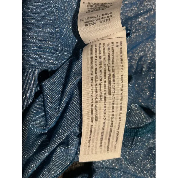 Hollister Crop Top Womens Small Blue New Glitter Square Neck Long Sleeve Corset - Image 5