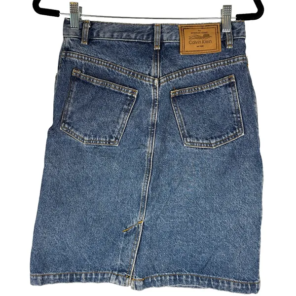 Vintage Calvin Klein 90s Denim Mini Skirt Made in USA - Image 4