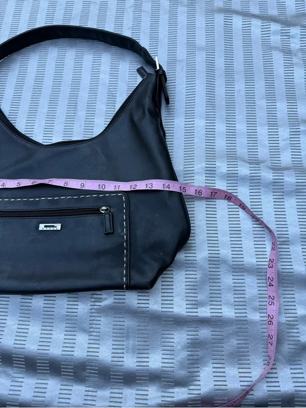 Guess Black Hobo Shoulder Bag – Front Zip Pocket, Silver Hardware - Image 4