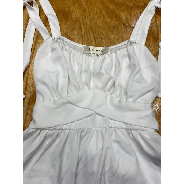 Rowa Peplum Tank Womens Small White Silk Lined Tie Preppy Wide Strap Top B61 - Image 2