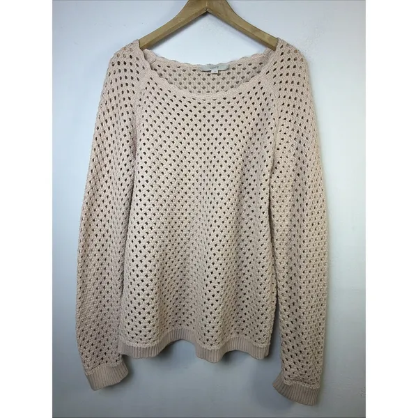 Ann Taylor LOFT crochet coastal vacation beach bohemian luxury Sweater large - Image 2