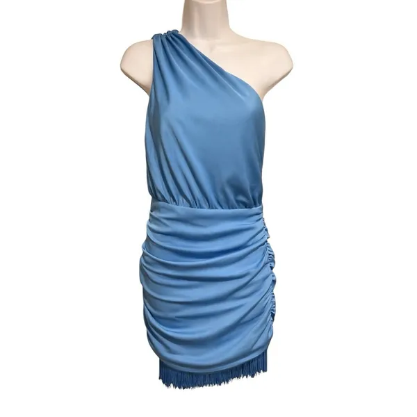 SAYLOR Sainte Fringe Mini Dress French Blue Womens Size Small - Image 4