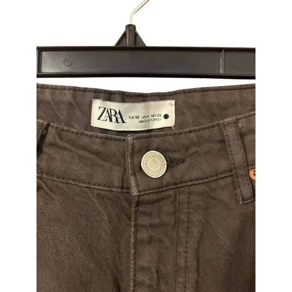 Zara High Rise Straight Leg Jeans Size 4 Brown Taupe Signature Denim - Image 4