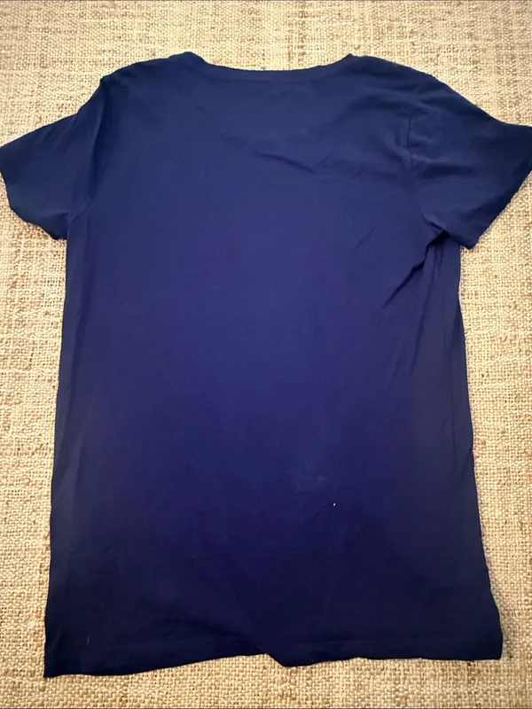 JCrew Factory Collectors Tee Navy Blue Embroidered Cherry Print Small - Image 6