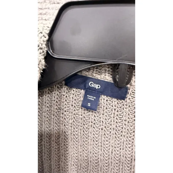 Gap Women Sweater Small Gray Asymmetrical Zip Shawl Collar Waffle Knit Cardigan - Image 4