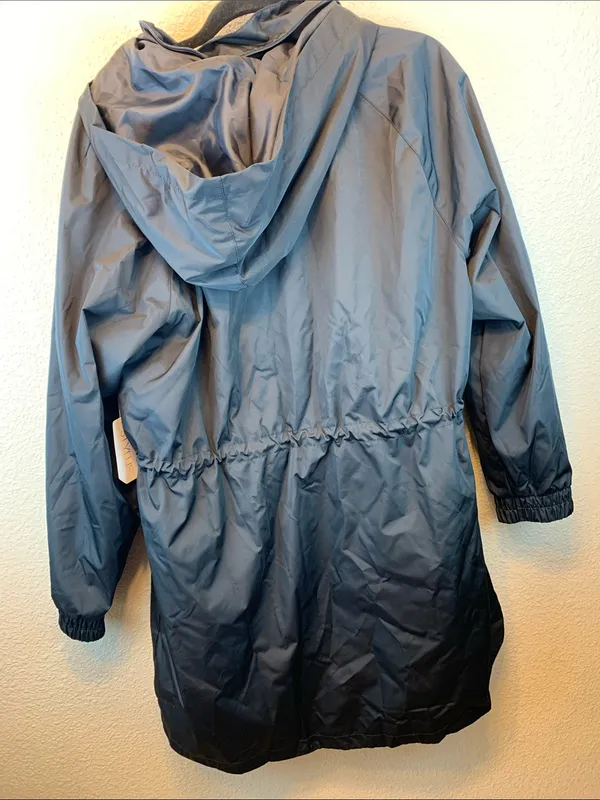 Stylus black rain coat sz XL NWT cinched waist hooded preppy long trench - Image 4