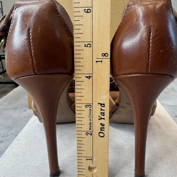 Classiques Entier Rialto Brown Woven‎ Leather Stiletto Sandals Womens 7.5M - Image 3