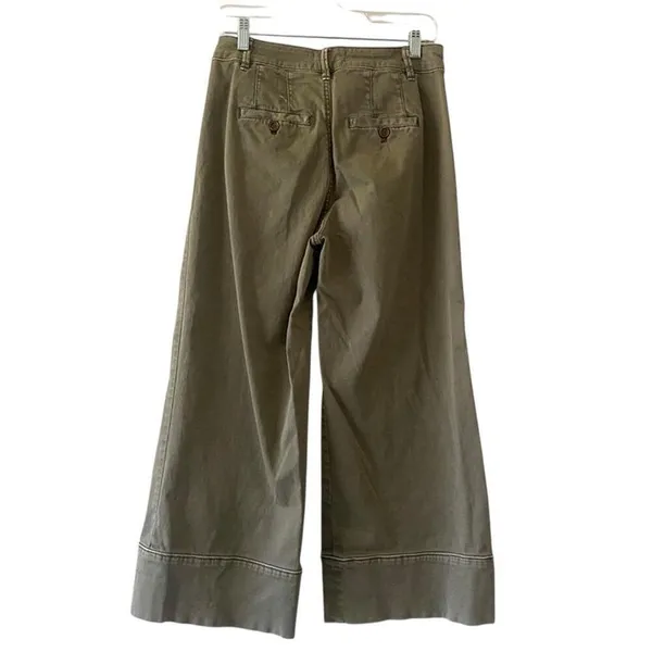 ✨ANTHROPOLOGIE Pintucked Olive Green Chino Wide Leg Cropped Sz 2 Pants✨ - Image 5