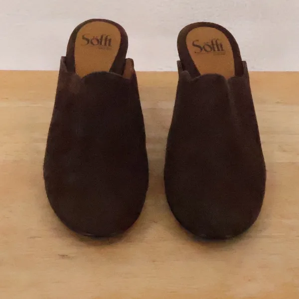 Sofft Suede Kitten Heel Mules Clogs Womens Size 7M‎ Brown Comfort Capsule Office - Image 9
