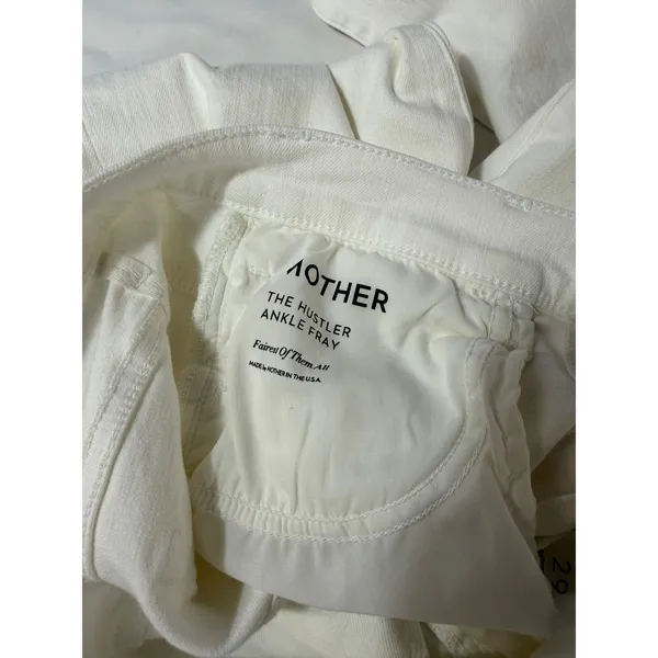 MOTHER The Hustler Ankle Fray Jeans High Rise Flare White Size 29 - Image 5