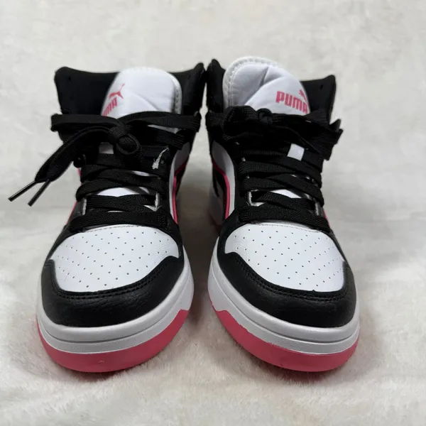 Puma Rebound V6 Womens 8.5 High Top Sneakers Black White Pink 403462-02 - Image 2