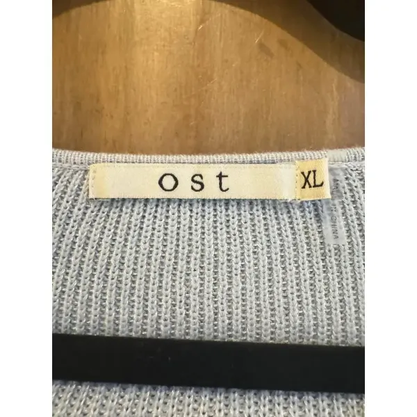Womens Ost V-Neck Pullover Sweater Bell‎ Sleeve Light Blue Mature Modest SIZe XL - Image 4