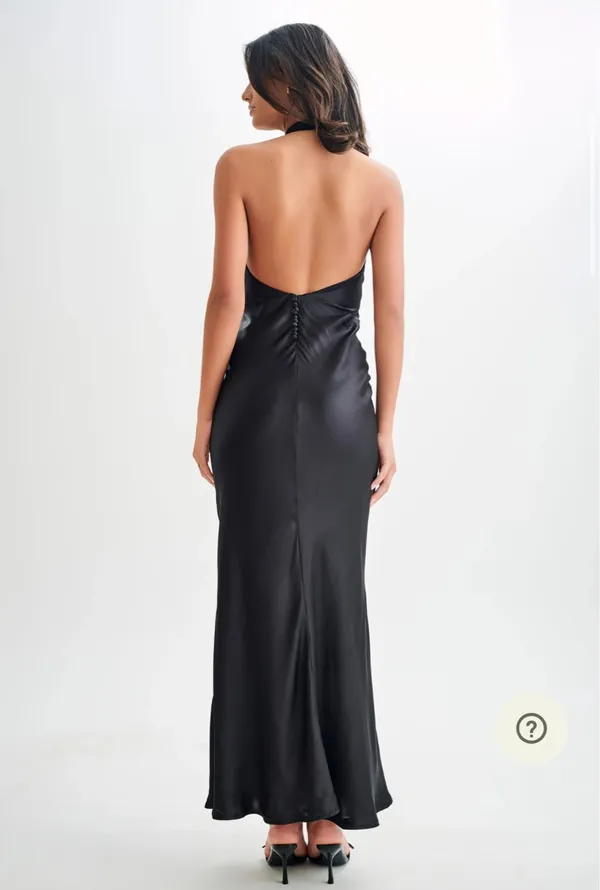 Meshki Esther Satin Cowl Neck Maxi Dress Black - Image 2