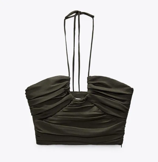 ZARA Satin Effect Drapped Halter Top - Image 4