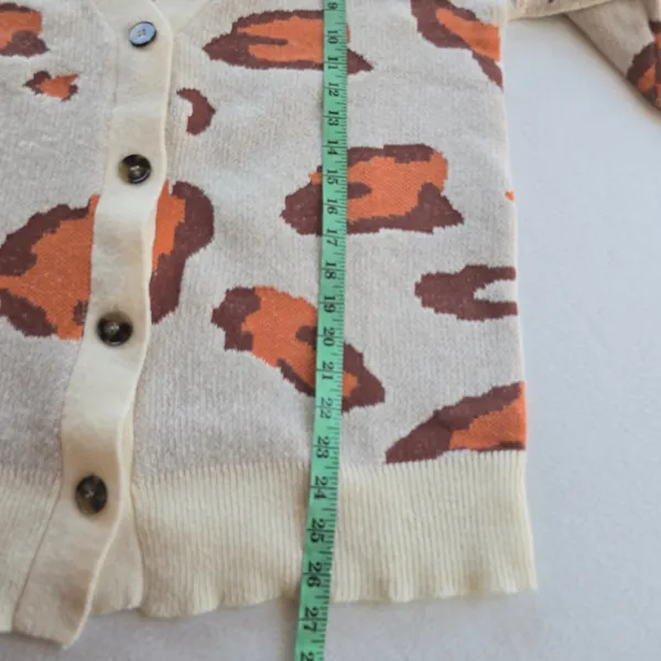 Umgee USA NWT Women Cream Rust Animal Print‎ Button Front Cardigan Sweater M - Image 8