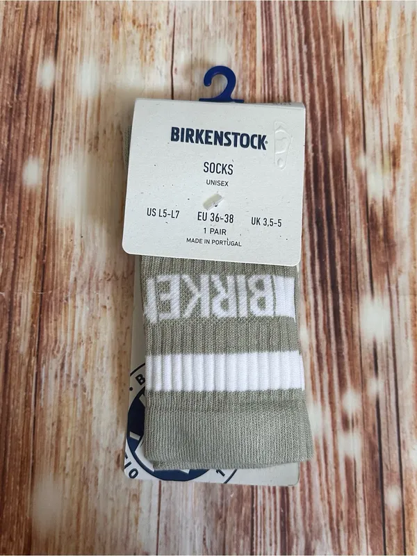 Birkenstock Light Gray Unisex Cotton Crew Stripe Socks Size Women’s 5-7 - Image 2