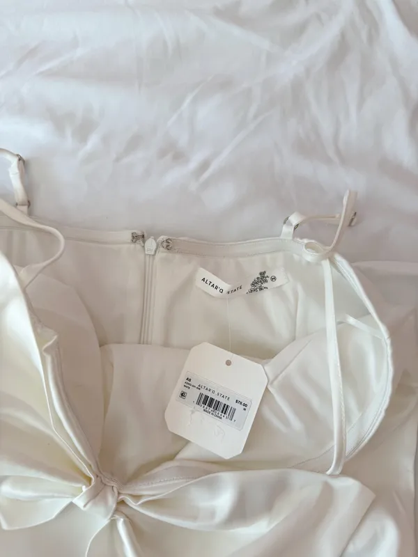 Altar’d State White Bow Front Mini Dress Size Medium - Image 3