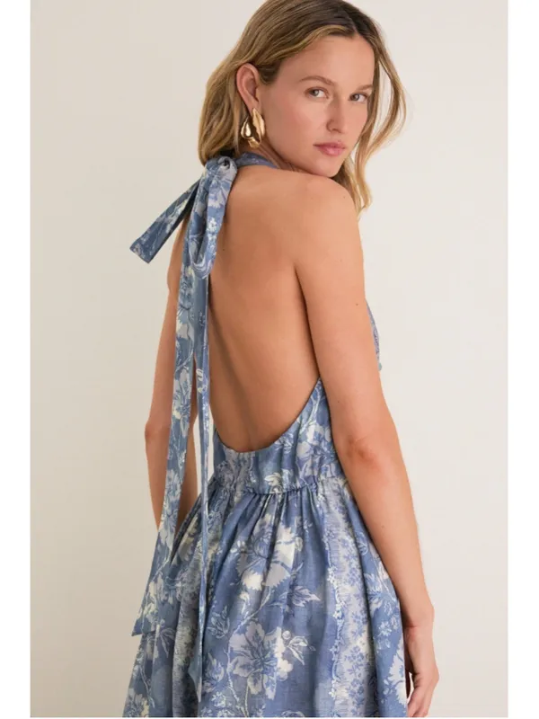 Tuckernuck Provence Hills Marcie Halter Linen Blend Maxi Dress Pockets Feminine - Image 12