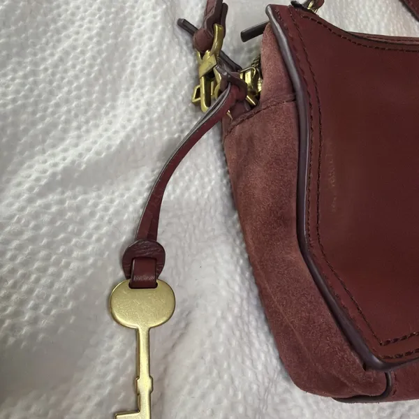 Fossil Emma Burgundy Leather/suede Crossbody Bag Purse - Image 3
