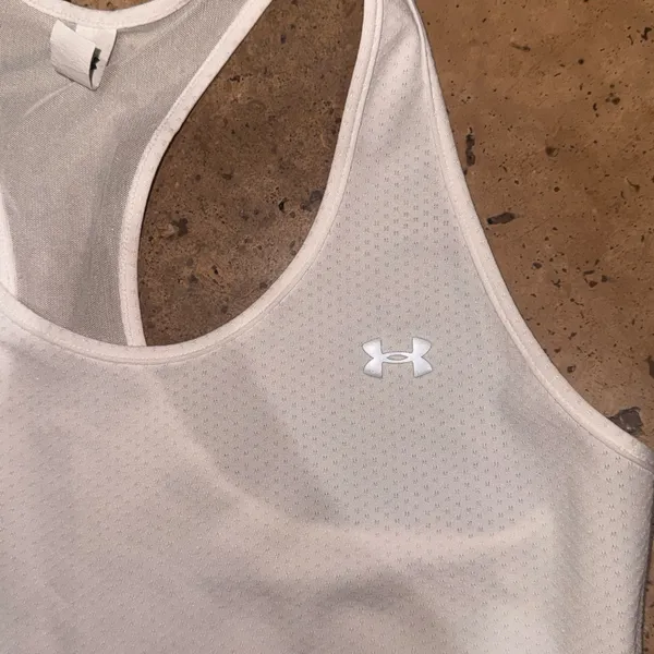 Under Armour White Mesh Racerback Tank Top - Image 3