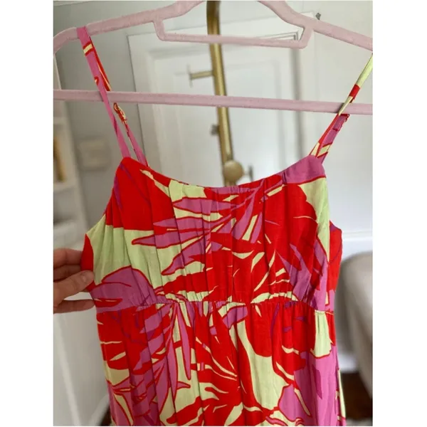 Sanctuary Tropical Palm‎ Print Resort Maxi Dress Pink Red Vaca Quiet Luxury Bold - Image 4