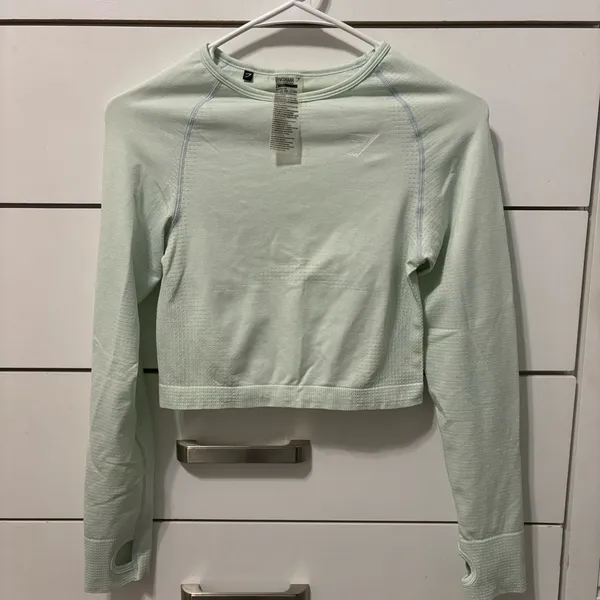 Gymshark Vital Seamless Long Sleeve Crop Top Womens Small Mint Green - Image 2