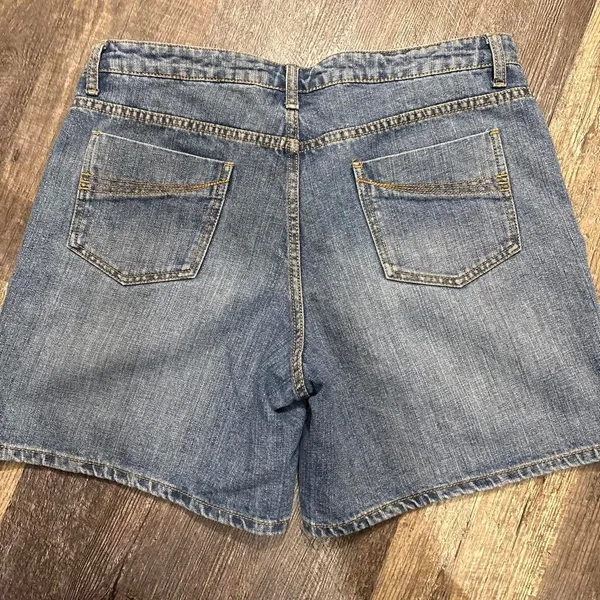 Vintage Y2K Faded Glory Denim Shorts Size‎ 14 High Rise Front Pocket Mom Shorts - Image 3