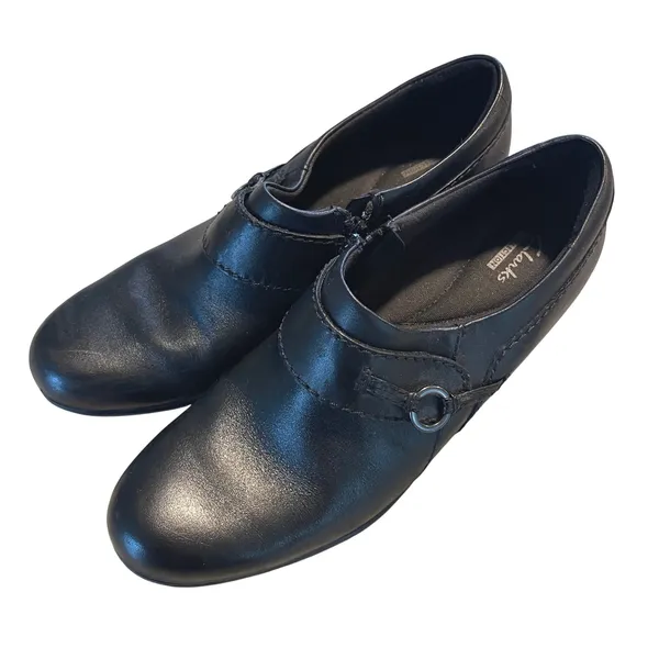 Clarks Collection Leather Shootie Women 9M Blk Professional Block Heel 26102429 - Image 4