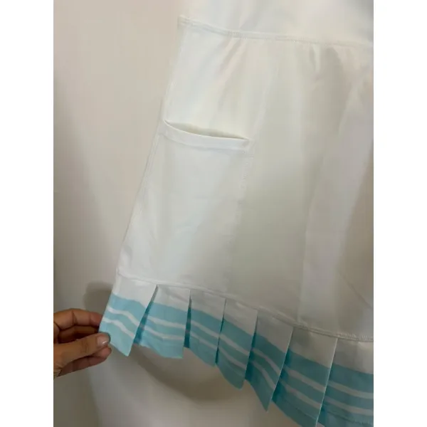 Addison Bay Birdie Pleated Tennis/Golf Skirt White Light Blue Women's sz. M - Image 6