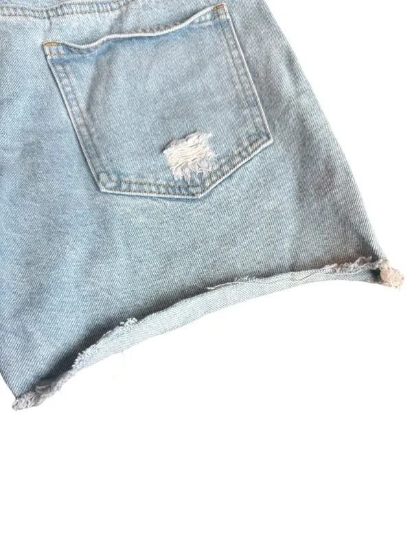 Edikted Light Wash Denim Shorts High-Waisted Distressed Raw Hem Size Small Women - Image 10