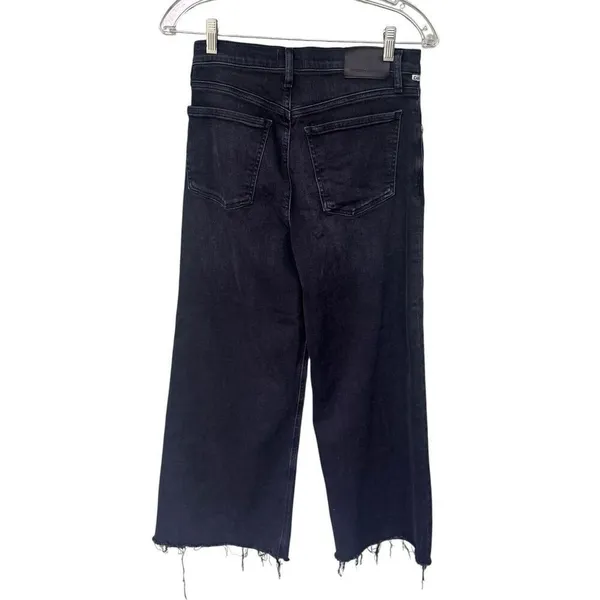 Citizens of Humanity Women's Lyra frayed cropped high-rise wide-leg jeans Black - Image 3