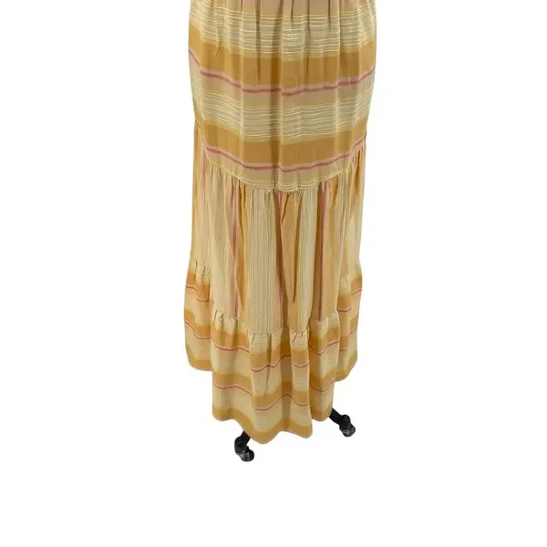 L*Space Clara‎ V-Neck Double Tiered Maxi Dress Yellow Orange Stripe Size Small - Image 11