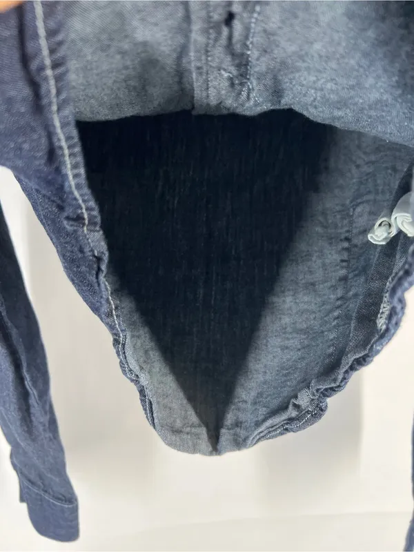Avec Les Filles Ruffle Yoke Denim Button-Up Shirt Medium Blue Size M - Image 7