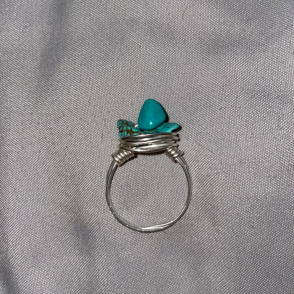 Handmade Turquoise Stone Ring Blue - Image 2