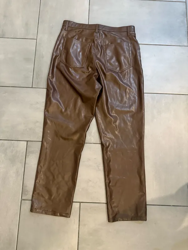 Abercrombie and Fitch High Rise 90s Straight Vegan Leather Pant - Image 3