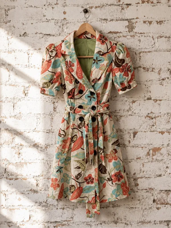 Vintage inspired belted trench-coat style dress Size- XS - Image 2
