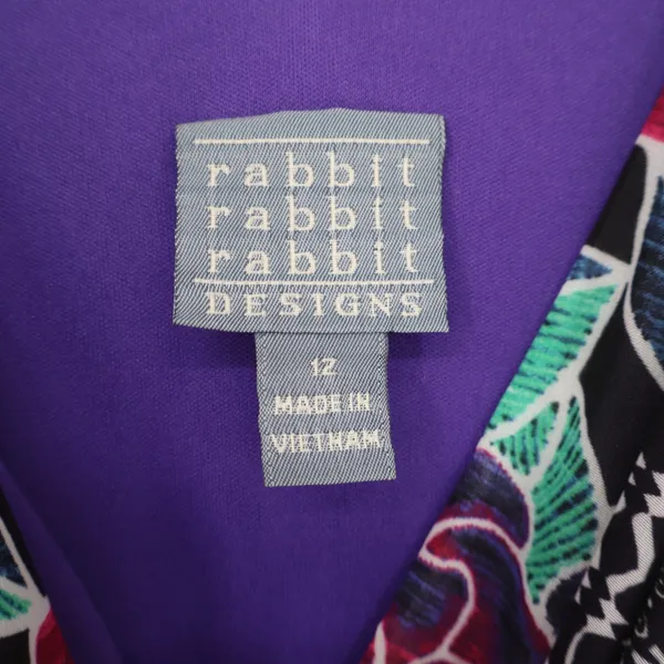 Rabbit Rabbit Rabbit Designs Purple Mixed Print Smocked Handkerchief Dress 12 - Image 2